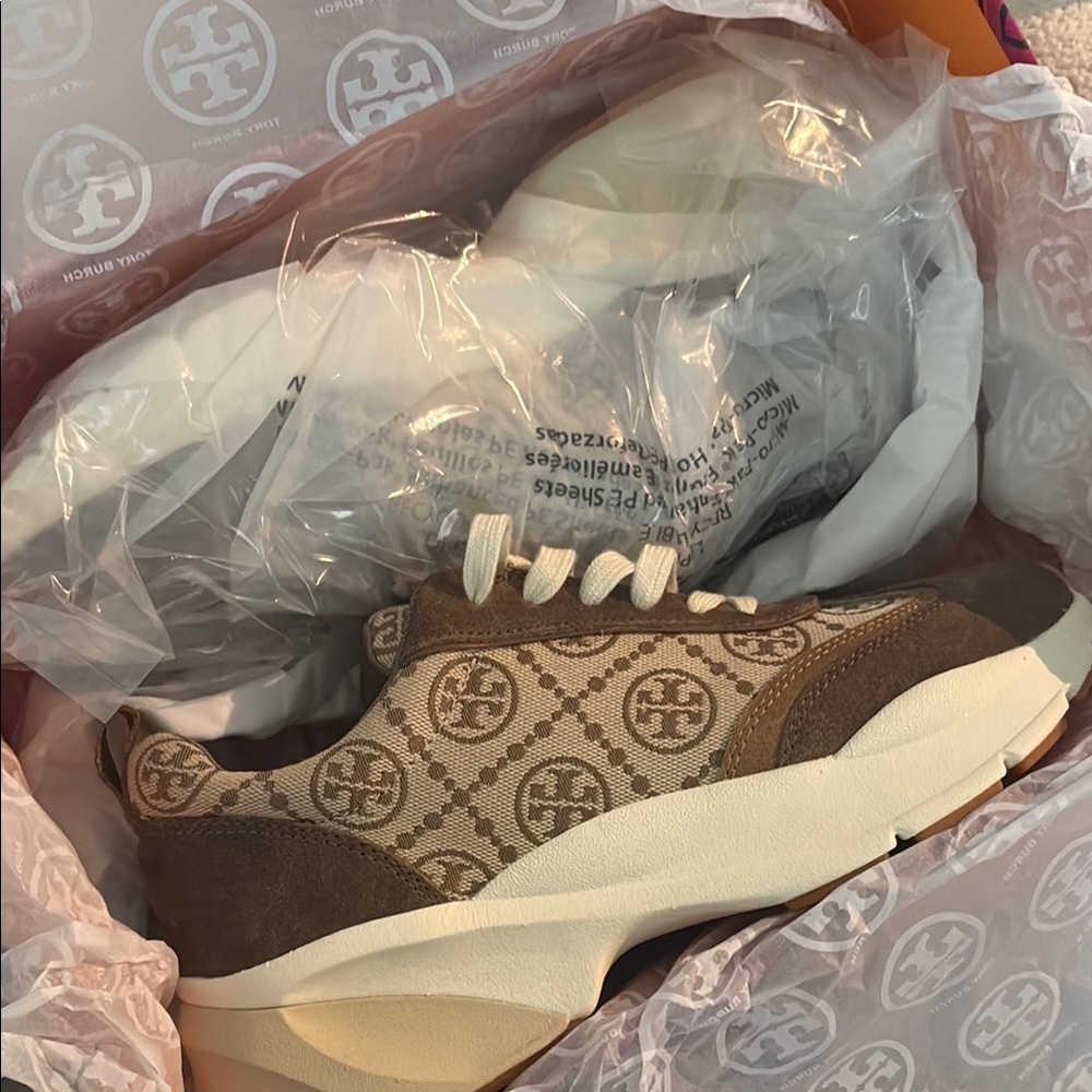 Tory Burch Brown and Cream Sneakers